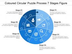 Coloured circular puzzle process 7 stages figure