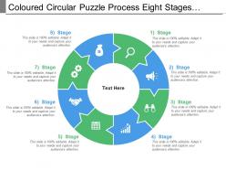 Coloured circular puzzle process eight stages pattern