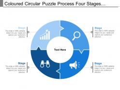 Coloured circular puzzle process four stages pattern
