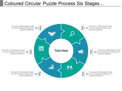 Coloured circular puzzle process six stages pattern