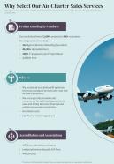 Commercial Airline Sales Why Select Our Air Charter One Pager Sample Example Document