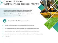 Commercial garden turf preservation proposal why us ppt powerpoint presentation slides