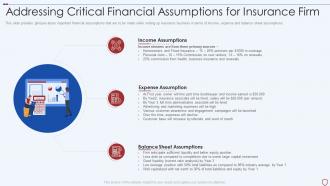 Commercial insurance services addressing assumptions for insurance firm