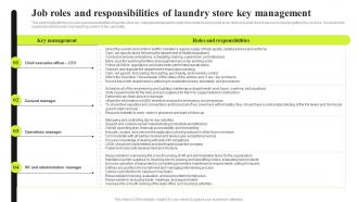 Commercial Laundry Business Plan Job Roles And Responsibilities Of Laundry Store Key Management BP SS