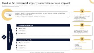 Commercial Property Supervision Services Proposal Powerpoint Presentation Slides Aesthatic Adaptable