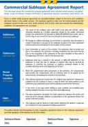 Commercial sublease agreement report presentation report infographic ppt pdf document