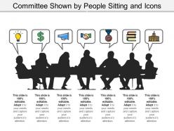 Committee shown by people sitting and icons