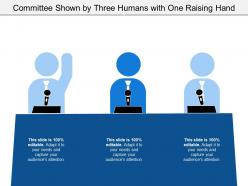 Committee shown by three humans with one raising hand