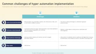 Common Challenges Of Hyper Automation Implementation Hyperautomation Applications