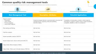 Common Quality Risk Management Tools Operational Quality Control