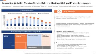 Communicate business value innovation and agility metrics service delivery meetings sla and project