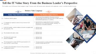 Communicate business value to your stakeholders tell the it value story from the business leaders