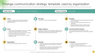 Communicating Change Strategies Change Communication Strategy CM SS