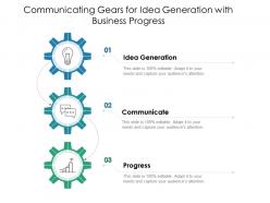 Communicating gears for idea generation with business progress