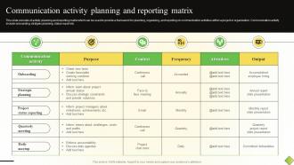 Communication Activity Planning And Reporting Matrix