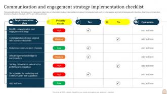 Communication And Engagement Strategy Implementation Checklist