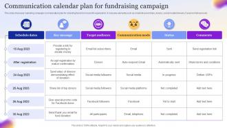 Communication Calendar Plan For Fundraising Campaign