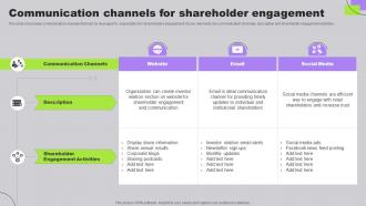 Communication Channels For Shareholder Developing Long Term Relationship With Shareholders