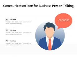 Communication icon for business person talking
