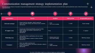 Communication Management Strategy Implementation Plan