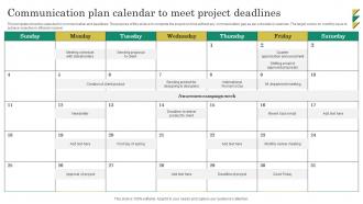Communication Plan Calendar To Meet Project Deadlines