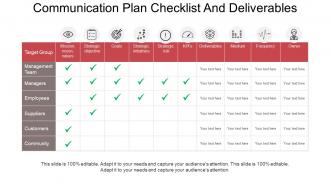 Communication plan checklist and deliverables powerpoint slide