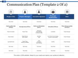 Communication plan executive sponsor ppt powerpoint presentation layouts