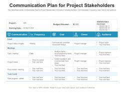 Communication plan for project stakeholders