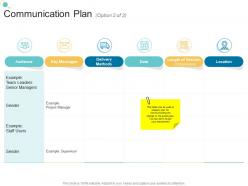 Communication Plan Option 2 Of 2 Example Organizational Change Strategic Plan Ppt Microsoft