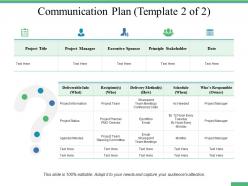 Communication Plan Principle Stakeholder