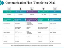 Communication plan principle stakeholder project manager