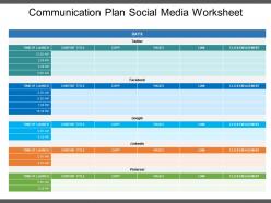 Communication plan social media worksheet ppt slide