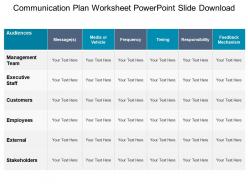 Communication plan worksheet powerpoint slide download