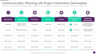 Communication Planning With Project Information Deliverables