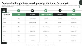Communication Platform Development Project Plan For Budget