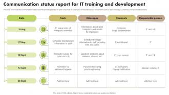 Communication Status Report For IT Training And Development