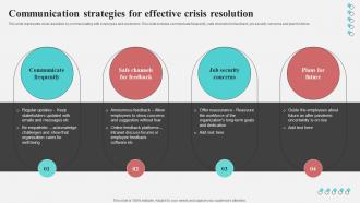Communication Strategies For Effective Crisis Resolution