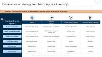 Communication Strategy To Enhance Supplier Knowledge Strategic Sourcing And Vendor Quality Enhancement Plan