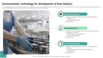 Communication Technology For Development Of Food Industry