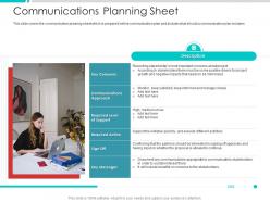 Communications planning sheet project engagement management process ppt ideas