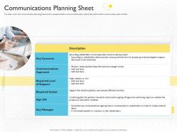 Communications Planning Sheet Stakeholder Engagement Process Methods Strategy Ppt Grid