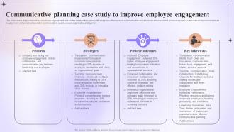 Communicative Planning Case Study To Improve Employee Engagement