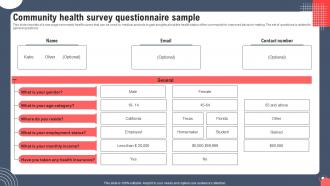 Community Health Survey Questionnaire Sample Survey