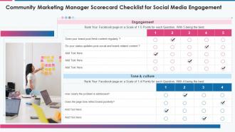 Community marketing manager scorecard checklist for social media engagement