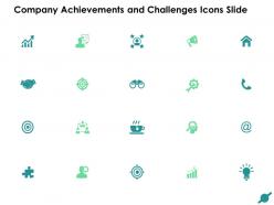 Company achievements and challenges icons slide target and gears f15 ppt slides