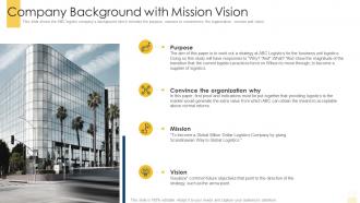 Company background with mission vision building an effective logistic strategy for company