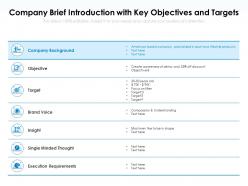 Company brief introduction with key objectives and targets
