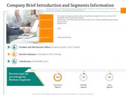 Company brief segments information pitch deck to raise funding from caveat