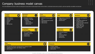 Company Business Model Canvas Security Services Business Profile Ppt Brochure