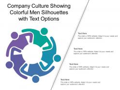 Company culture showing colorful men silhouettes with text options